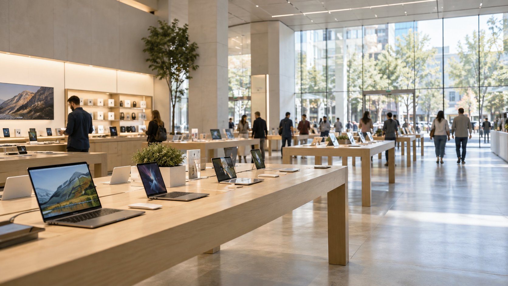 Ilustración fotográfica de una tienda moderna de tecnología